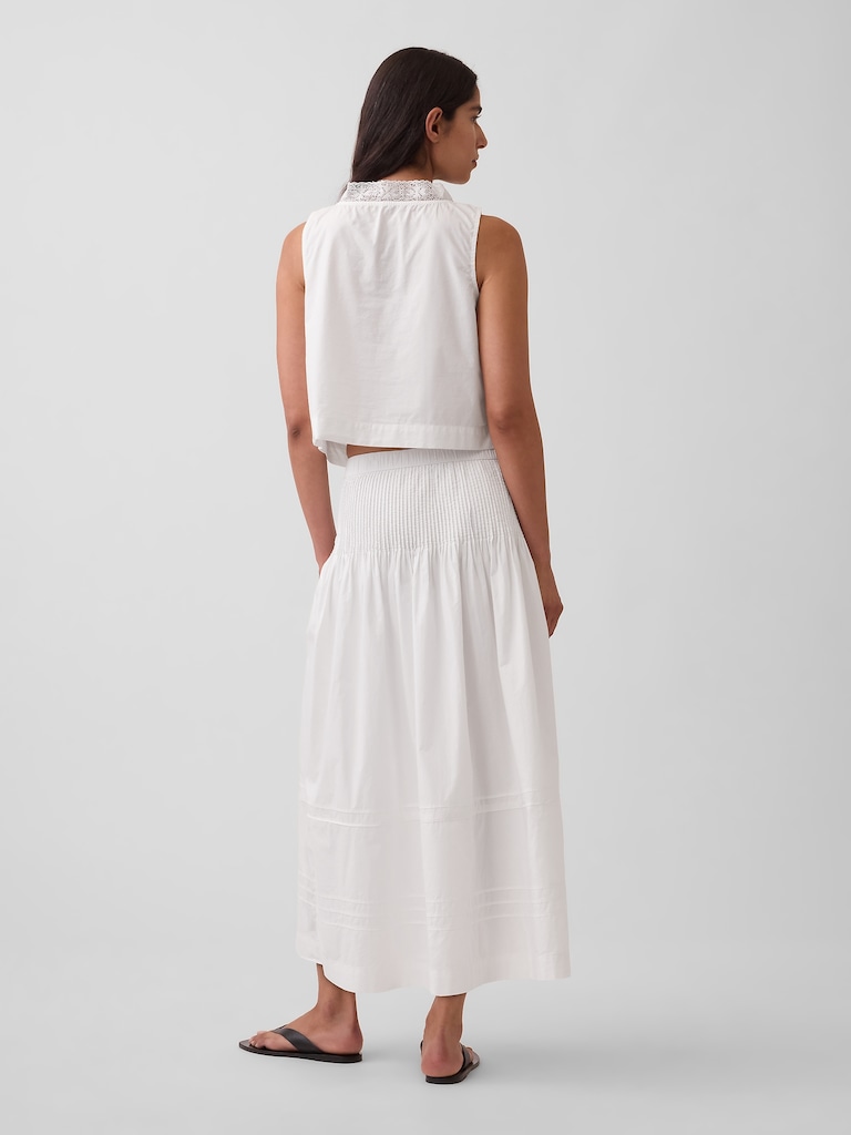 Poplin Pintuck Maxi Skirt