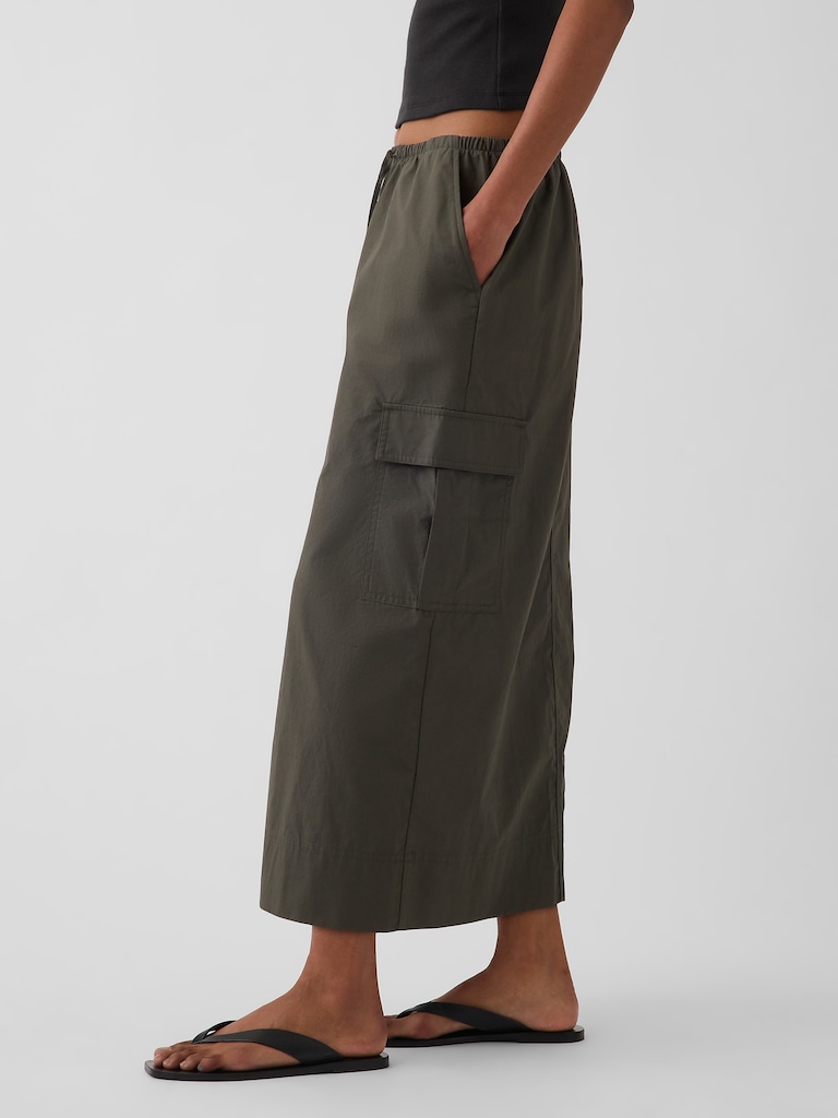 Poplin Easy Cargo Maxi Skirt