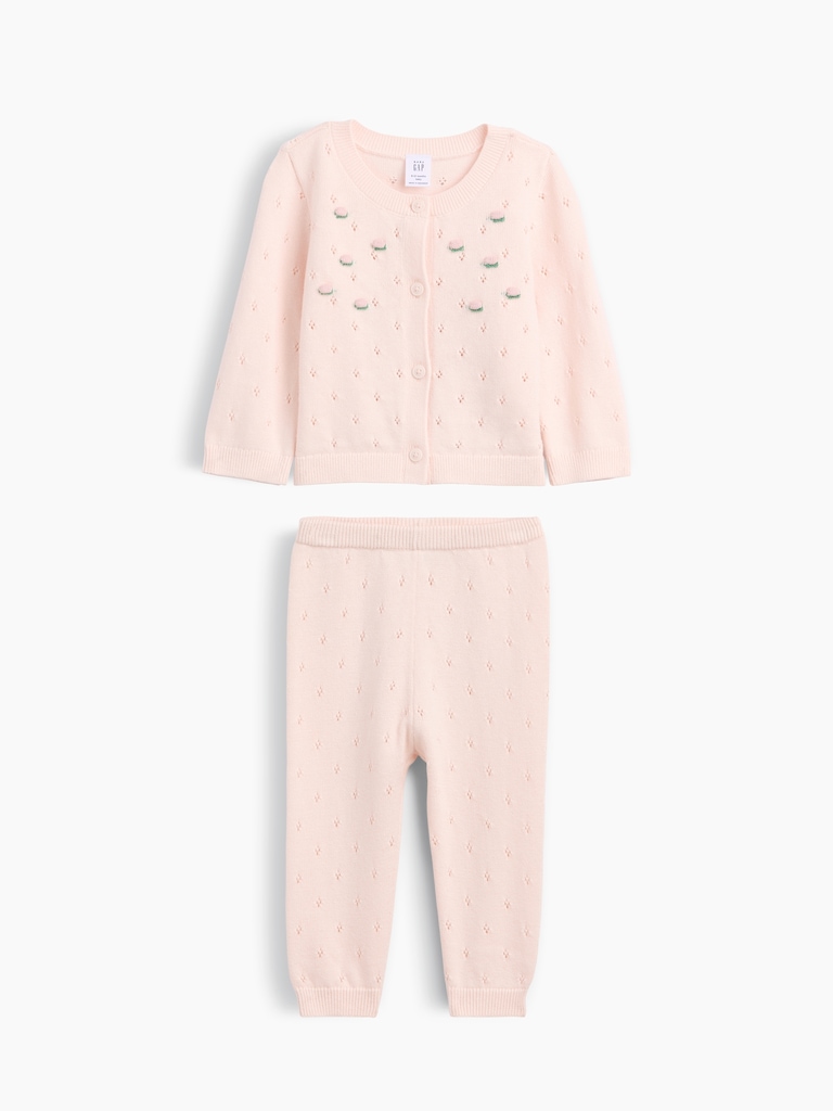 Baby Embroidered Pointelle Sweater Set