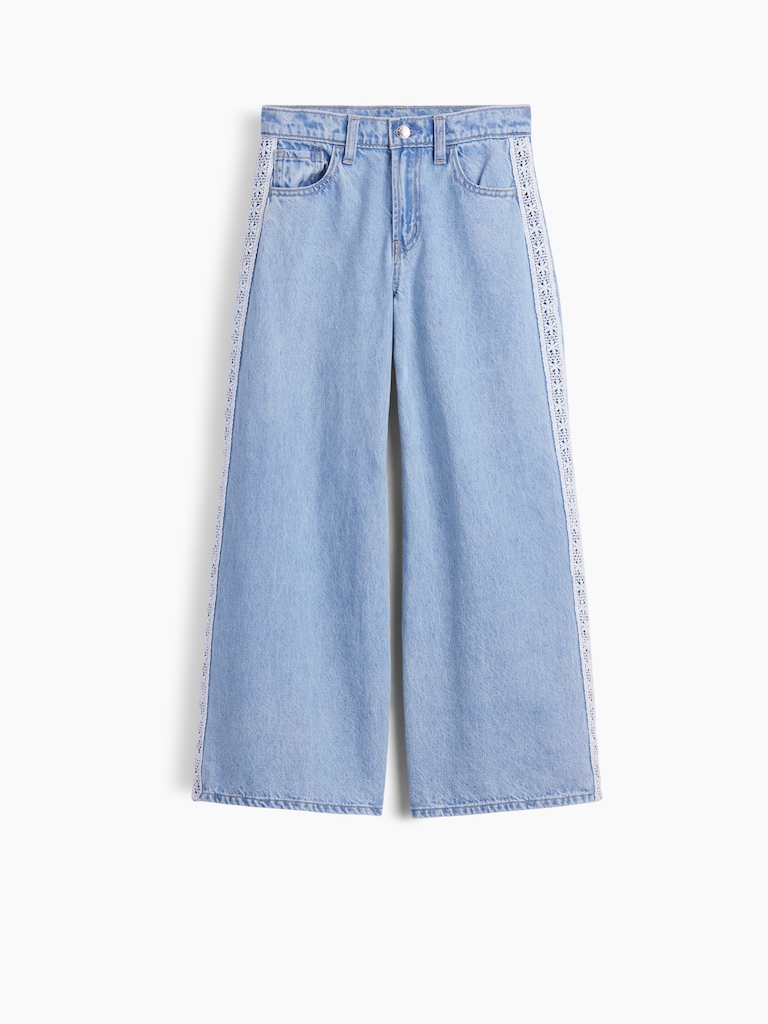 Kids Low Rise Lace-Trim Baggy Jeans