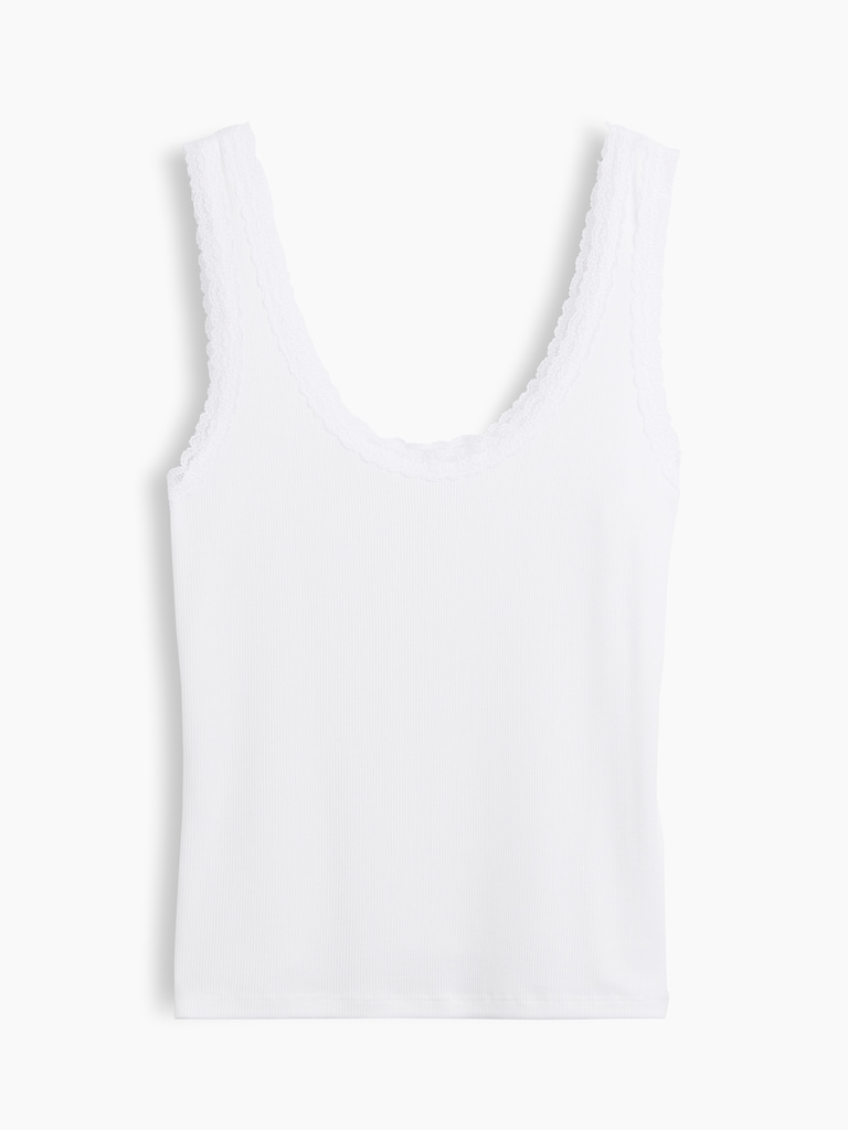 Mini Rib Lace-Trim PJ Tank Top