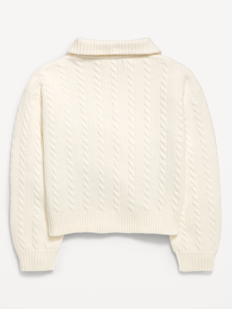 SoSoft Cable-Knit Quarter-Zip Sweater for Girls
