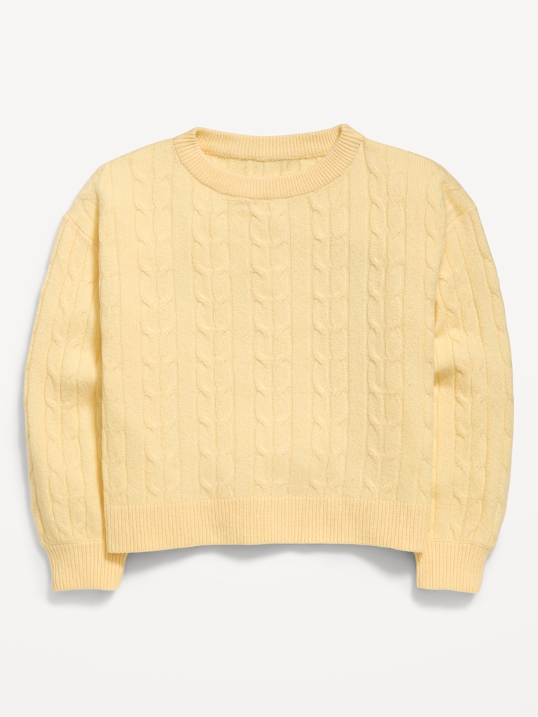 Long-Sleeve Cable-Knit Sweater for Girls