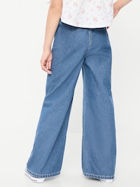 Pull-On Super Baggy Wide-Leg Denim Jeans for Girls