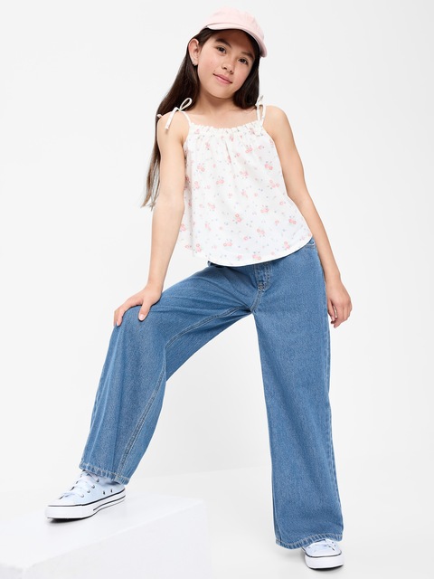 Pull-On Super Baggy Wide-Leg Denim Jeans for Girls