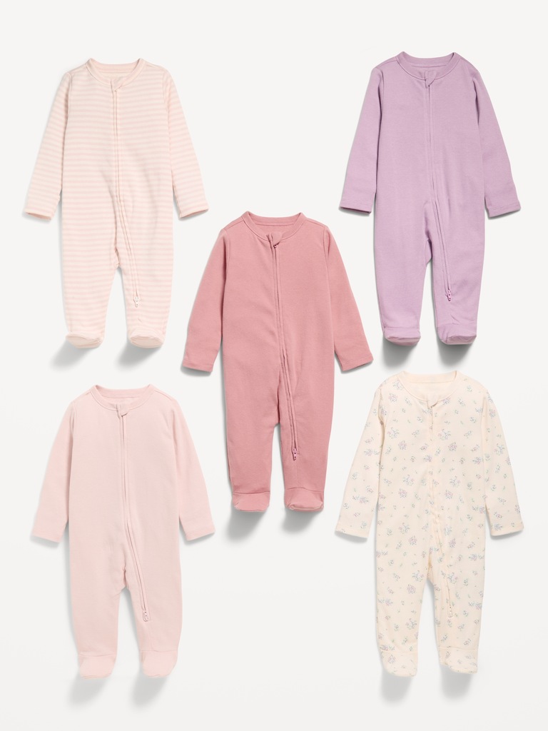 2-Way-Zip Sleep & Play Footed One-Piece 5-Pack for Baby