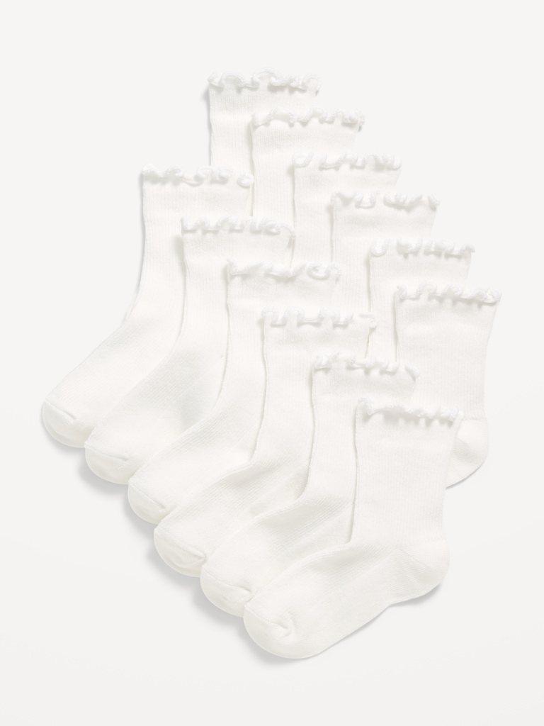 HOLD: Ruffle-Cuff Crew Socks 6-Pack for Toddler & Baby