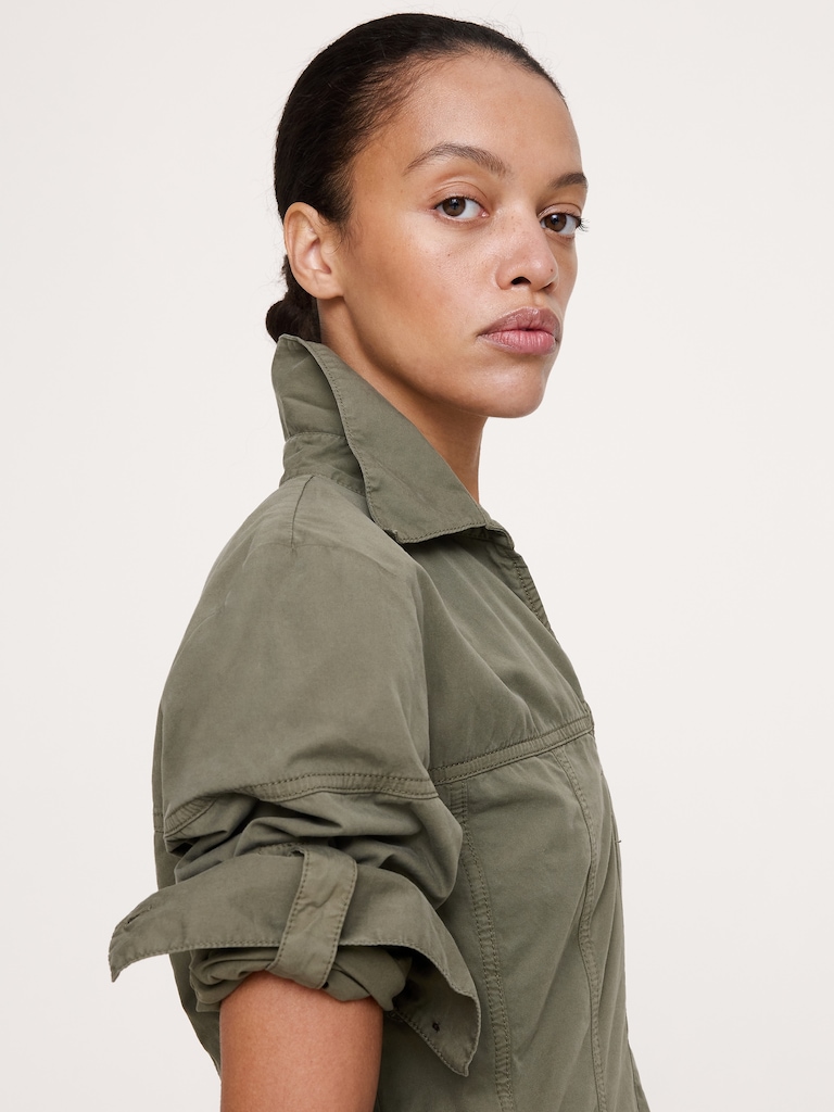 Cotton Twill Paneled Shirt Dress