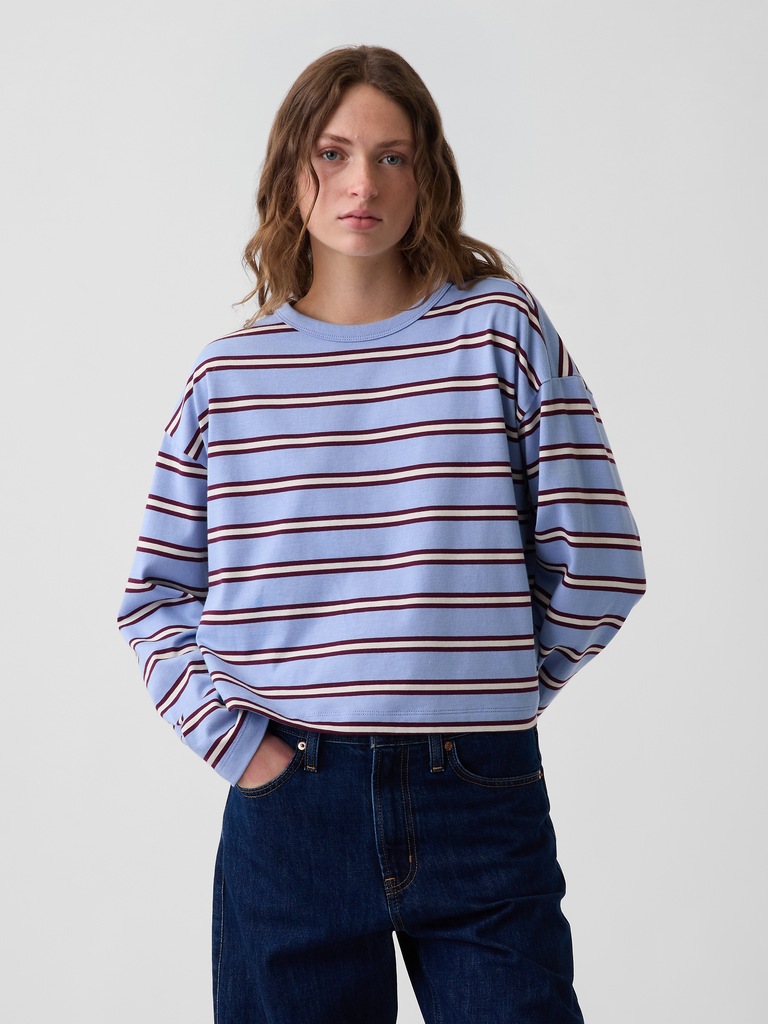 Knit Oversized Crop T-Shirt