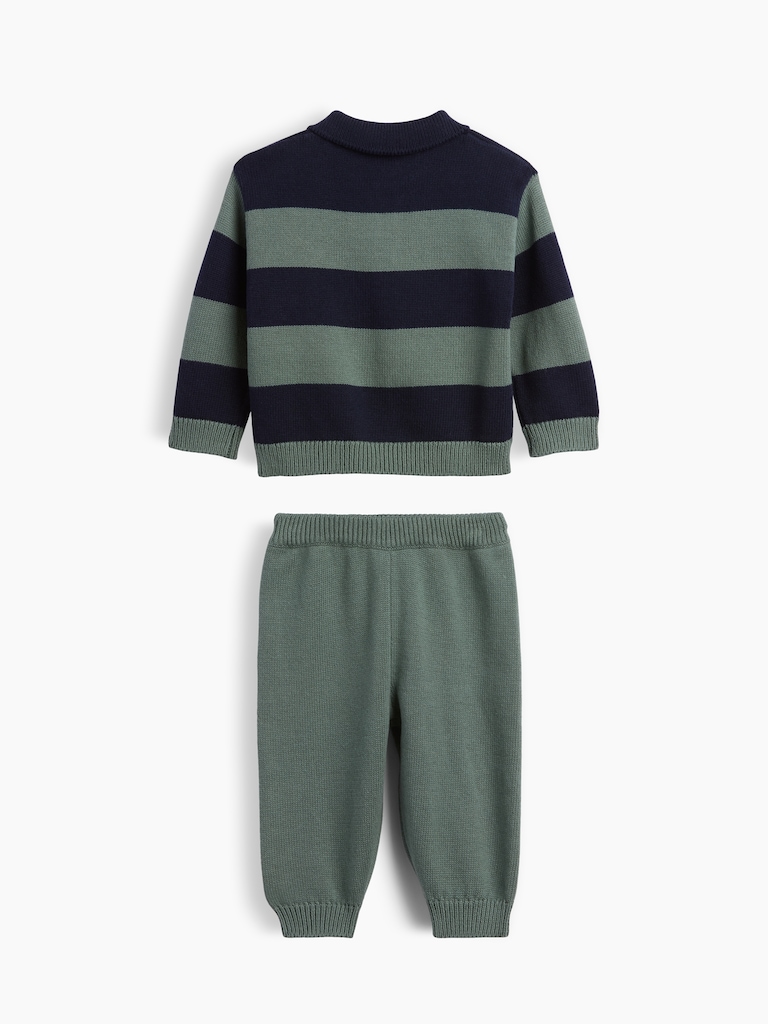 Baby Stripe Polo Sweater Outfit Set