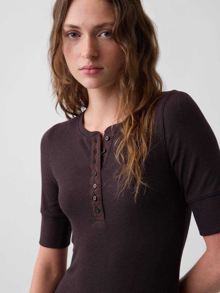 Modern Rib Henley Maxi Dress