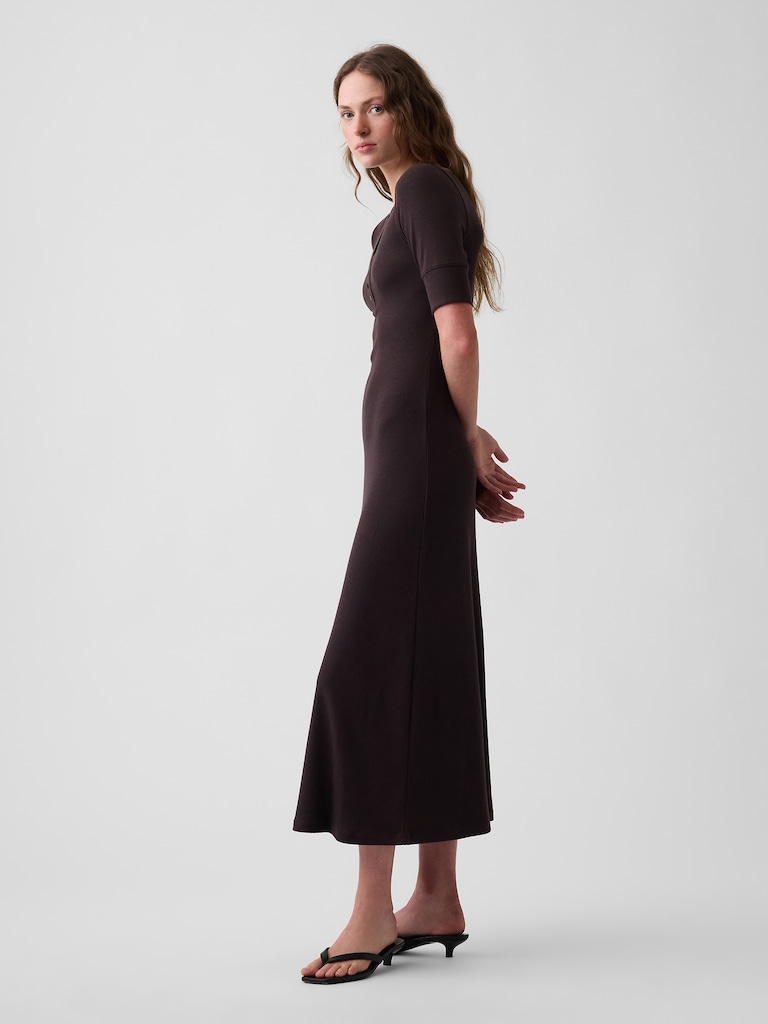 Modern Rib Henley Maxi Dress