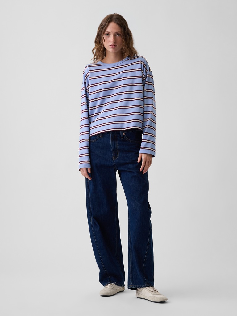 Knit Oversized Crop T-Shirt