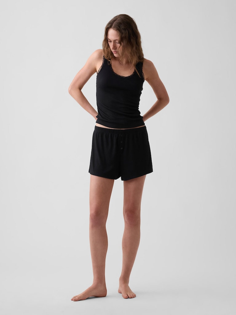 Mini Rib Lace-Trim PJ Tank Top