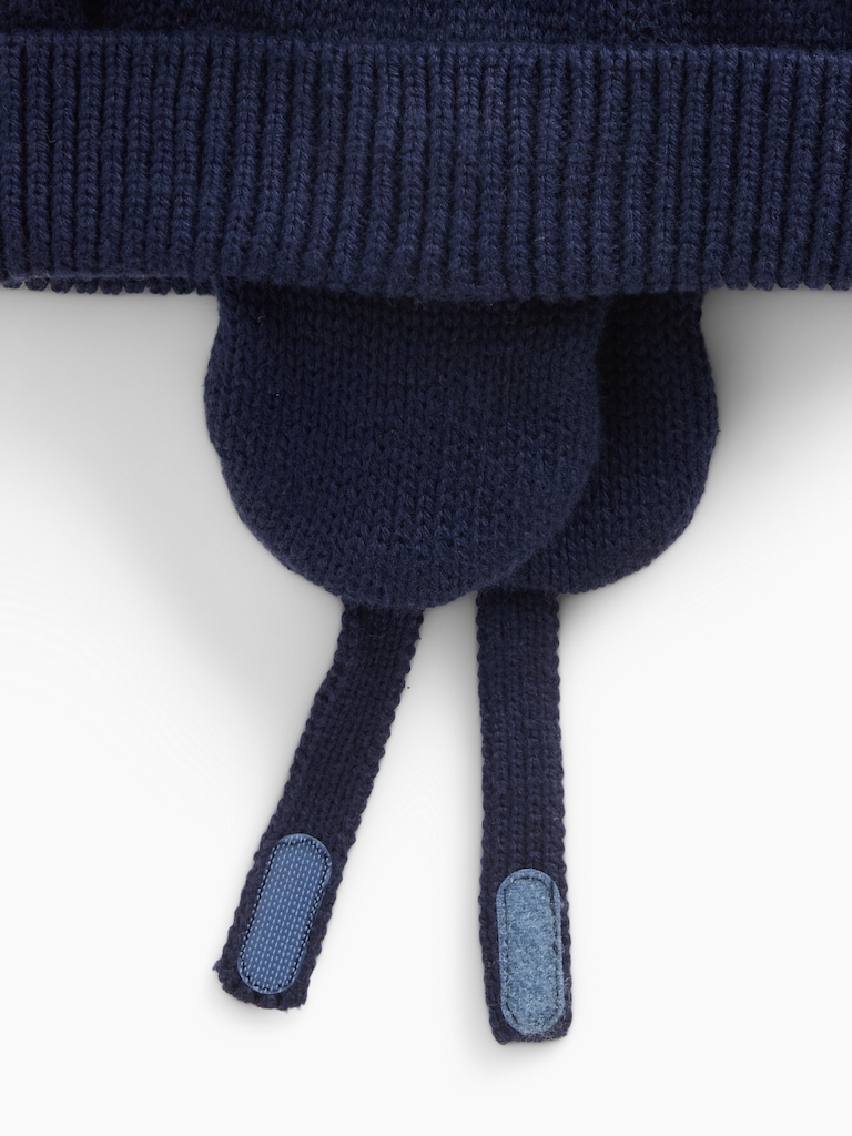 Baby Sherpa-Lined Cable-Knit Bear Beanie