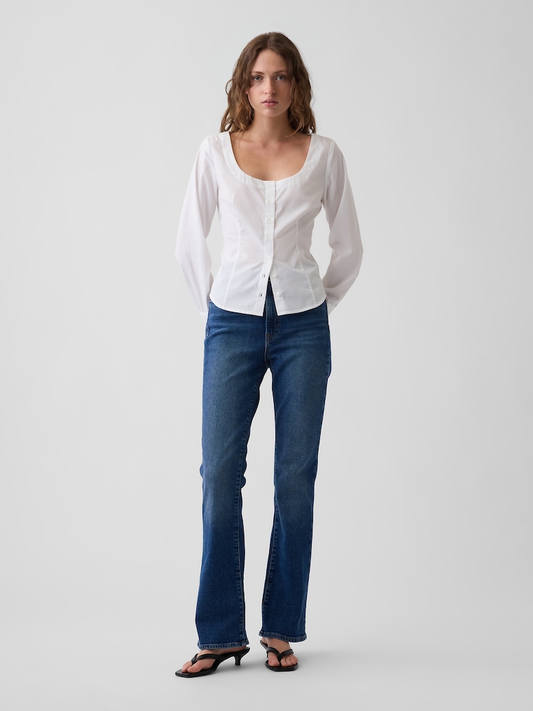 Organic Cotton Poplin Scoop Neck Top