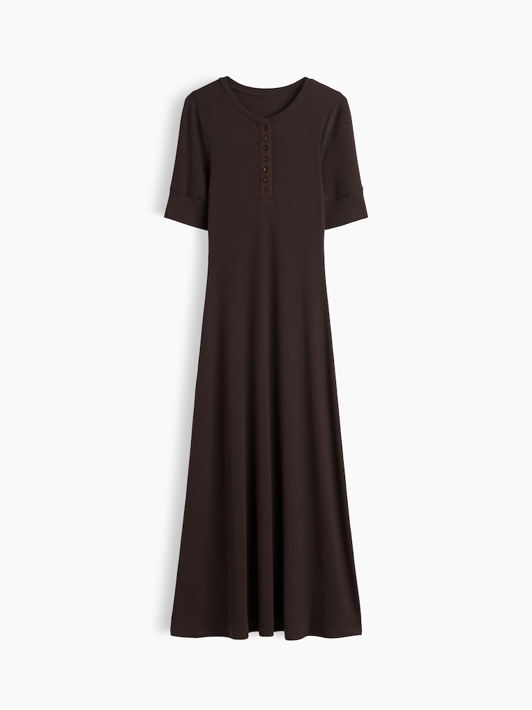 Modern Rib Henley Maxi Dress