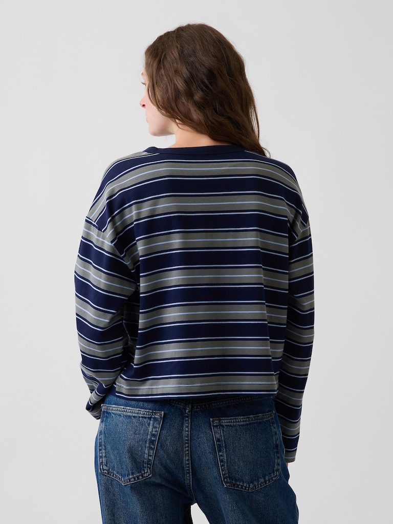 Knit Oversized Crop T-Shirt