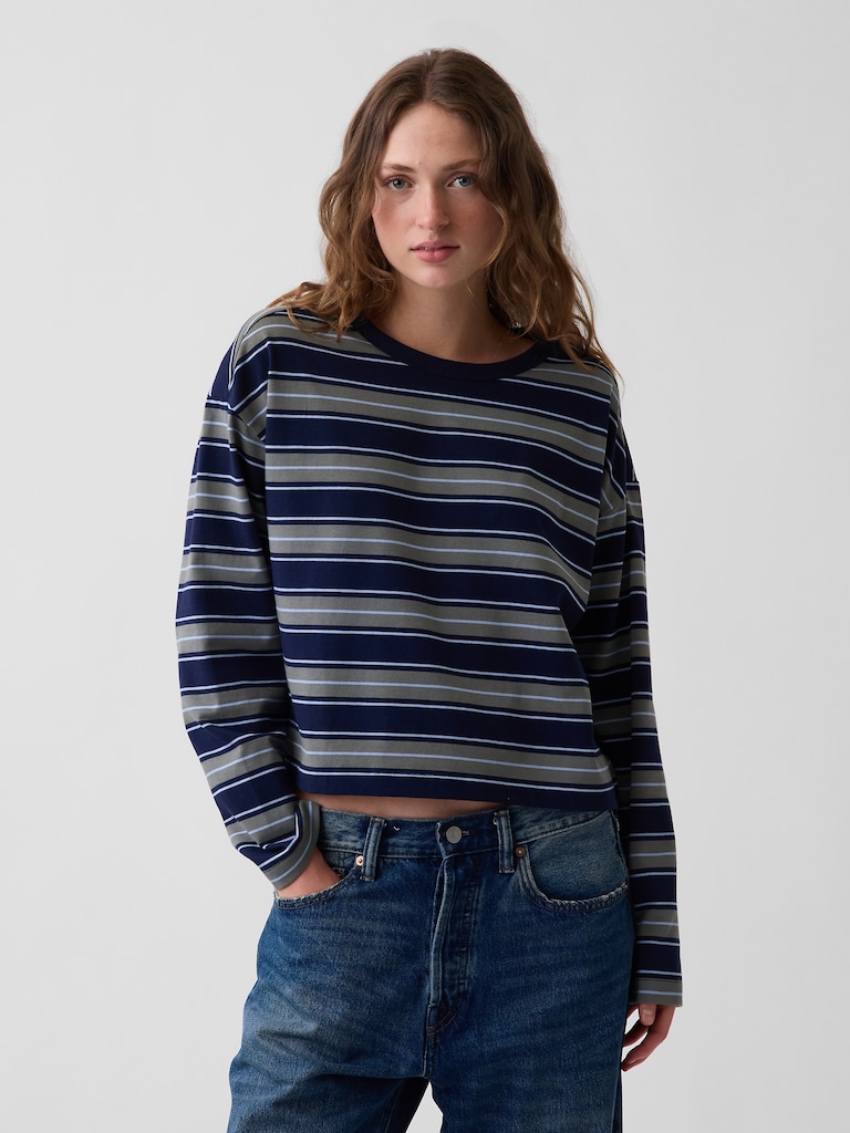 Knit Oversized Crop T-Shirt