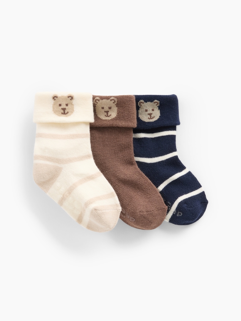 Baby Brannan Bear Foldover Socks (3-Pack)