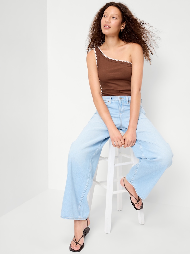 Camisole monobretelle côtelée