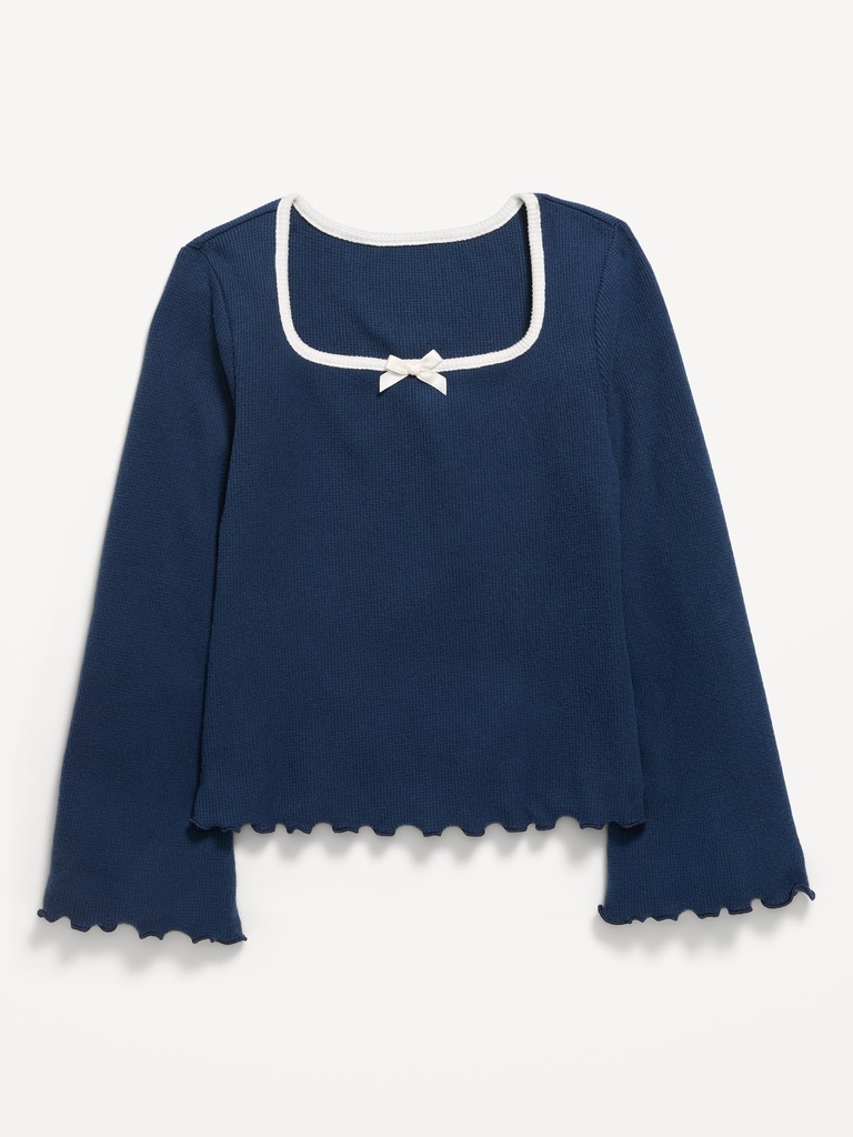 CozePlush Waffle Knit Square-Neck Top for Girls