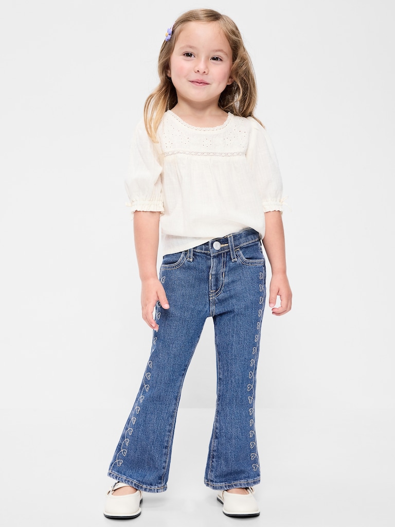 High-Waisted Embroidered Flare-Leg Jeans for Toddler Girls