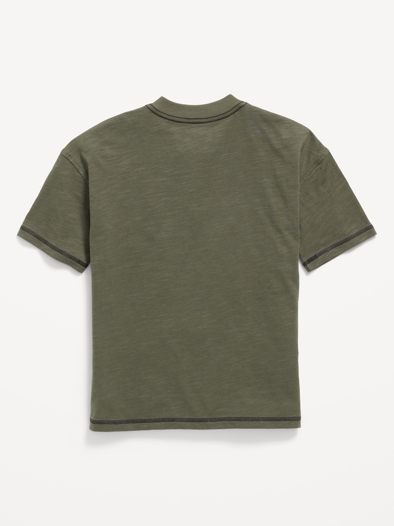 Oversized Short-Sleeve Henley T-Shirt for Boys