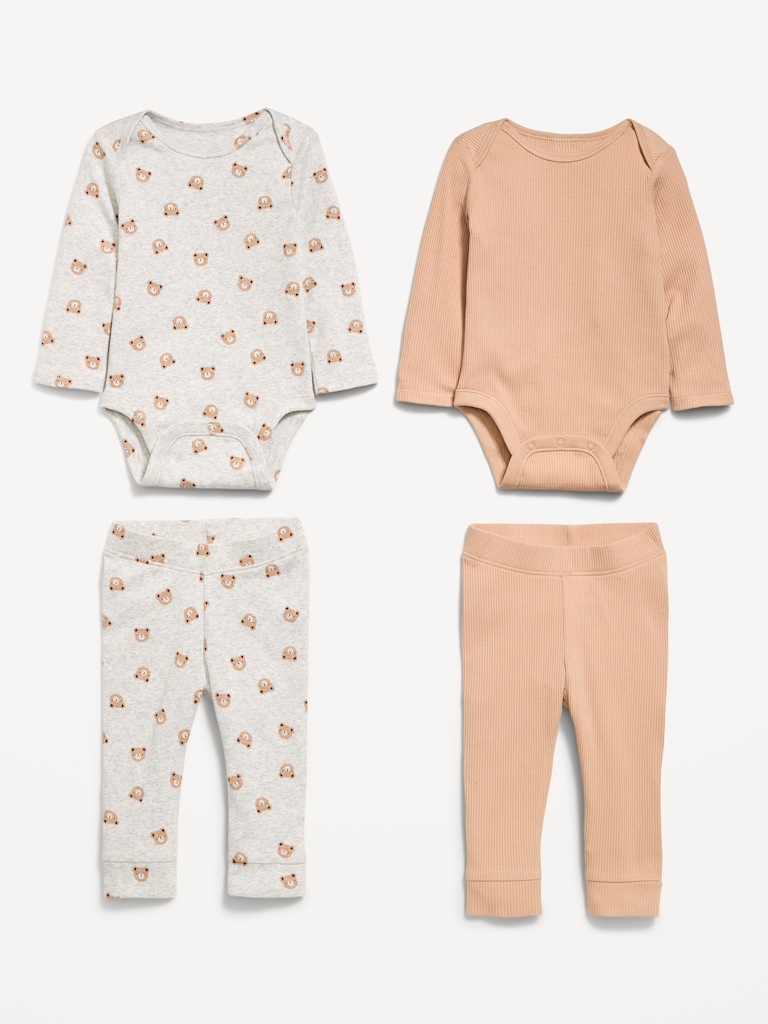 Long-Sleeve Bodysuit and Leggings 4-Piece for Baby