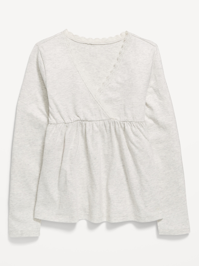 Long-Sleeve Faux-Wrap Top for Girls