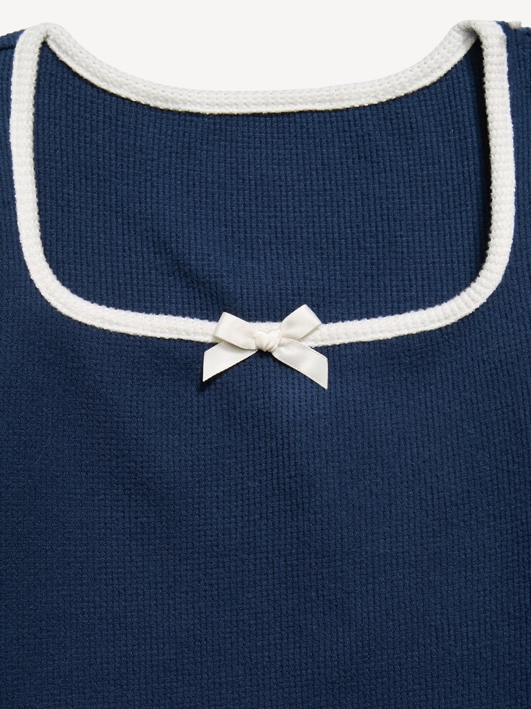 CozePlush Waffle Knit Square-Neck Top for Girls