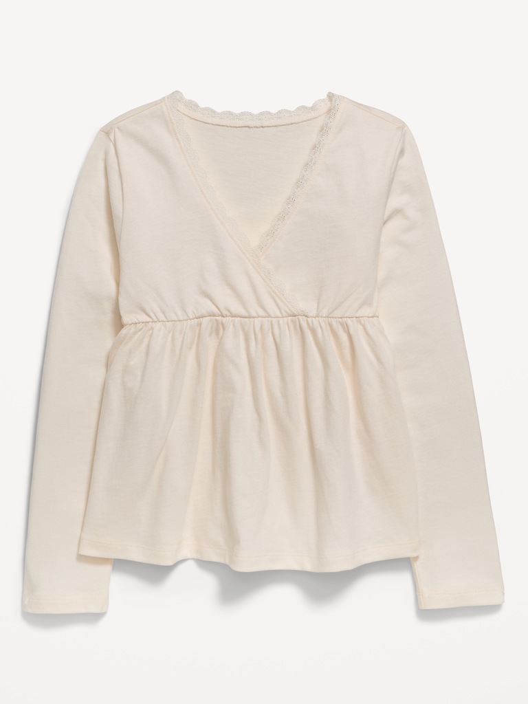 Long-Sleeve Faux-Wrap Top for Girls