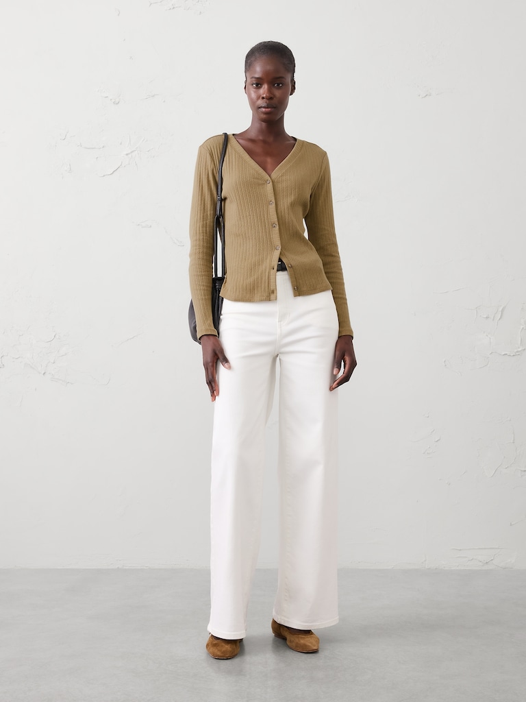 Pointelle Ribbed Cardigan