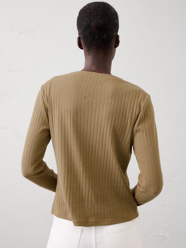 Pointelle Ribbed Cardigan