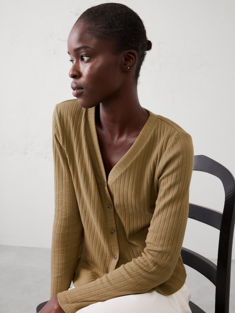 Pointelle Ribbed Cardigan