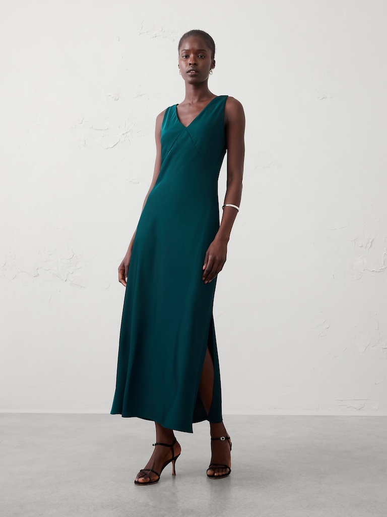 Bias-Side Slit Maxi Dress