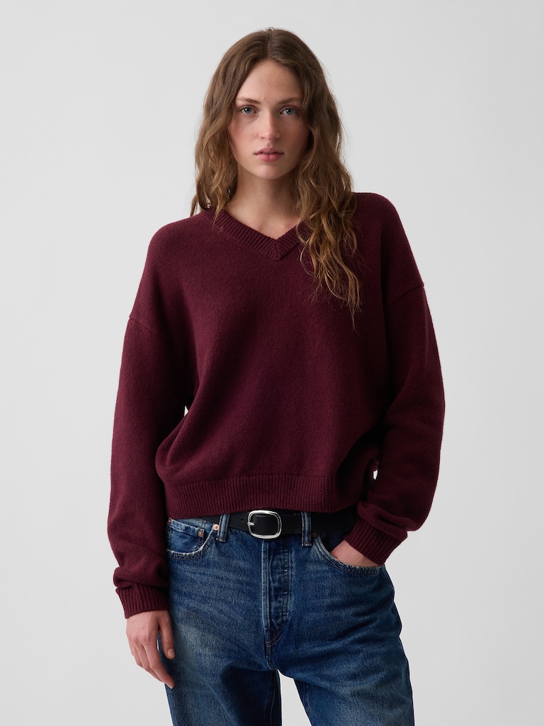 CashSoft Oversized V-Neck Sweater