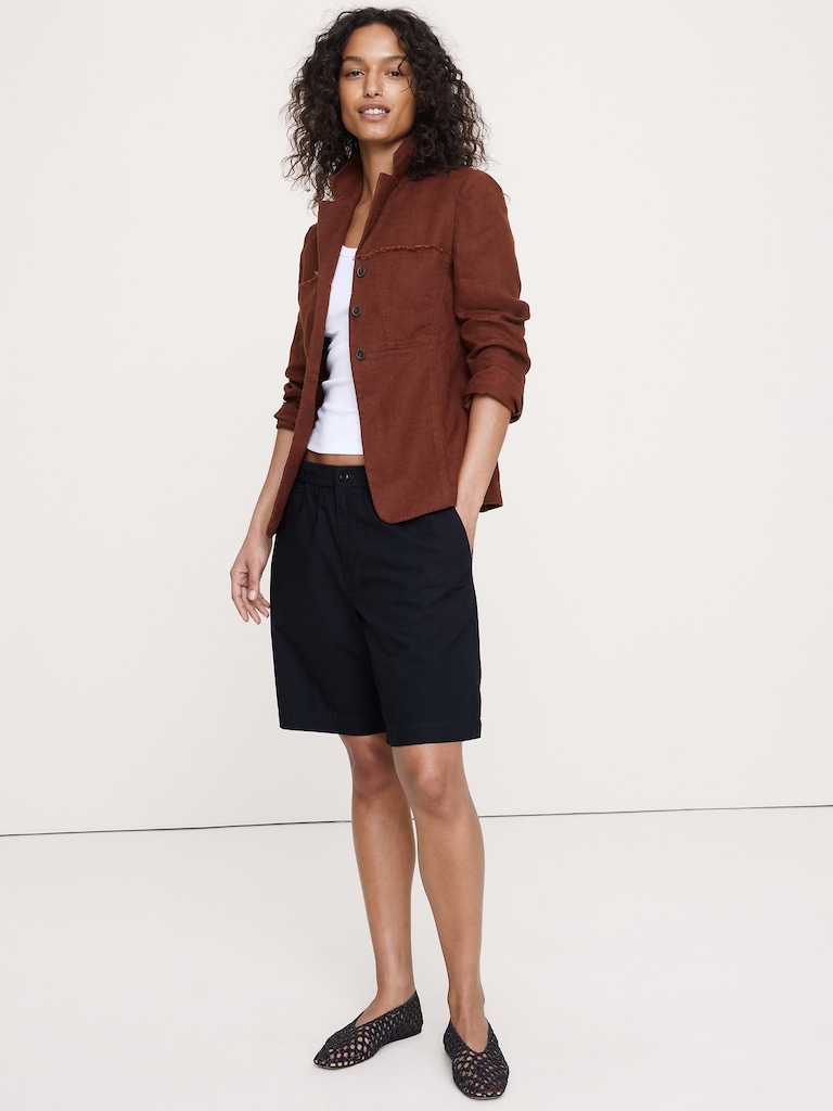 Fringe Linen Blazer