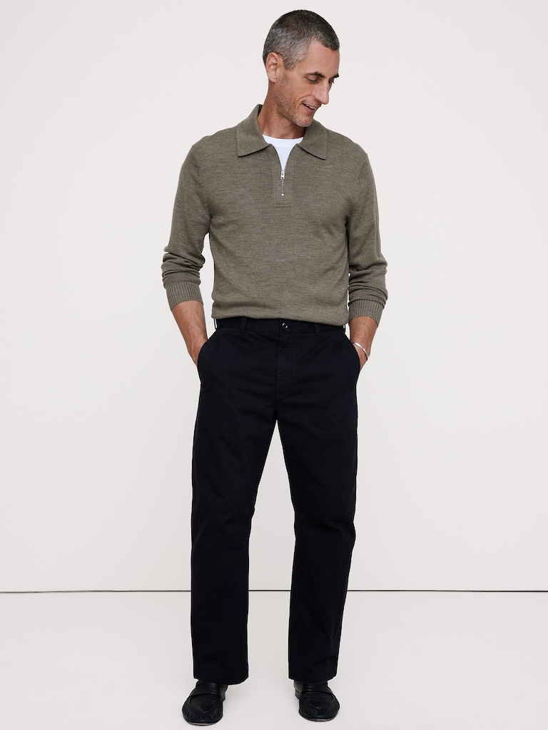 Merino Zip-Up Sweater Polo