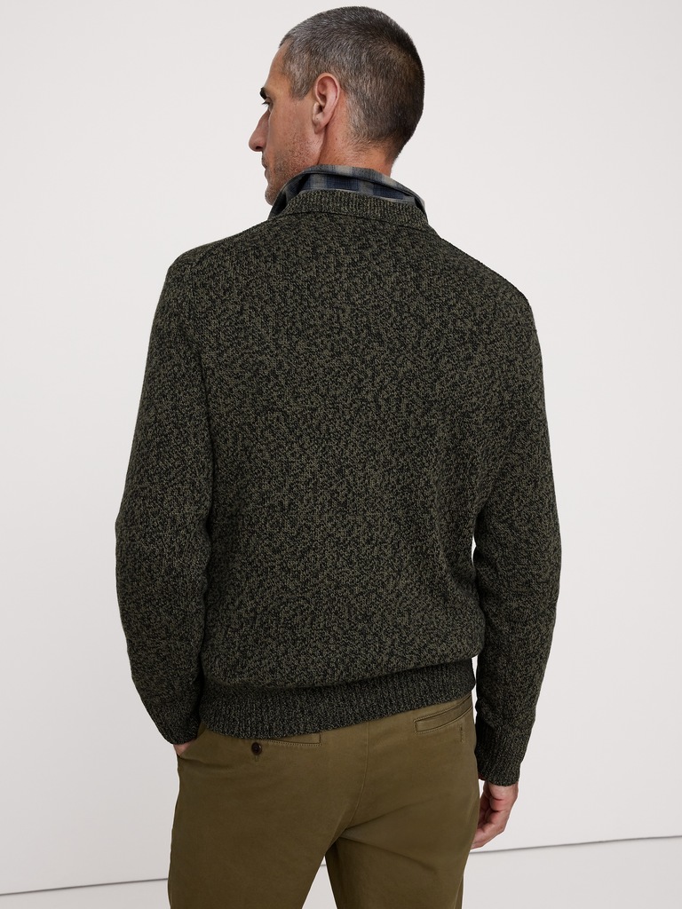 Marled Cotton-Cashmere Crew-Neck Sweater