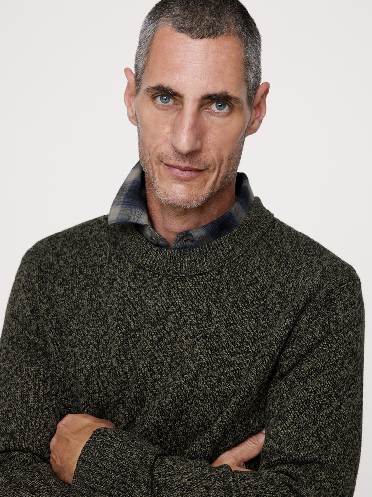 Marled Cotton-Cashmere Crew-Neck Sweater