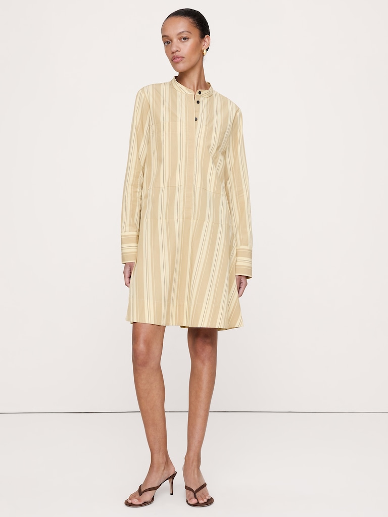 Cotton Trapeze Mini Shirt Dress