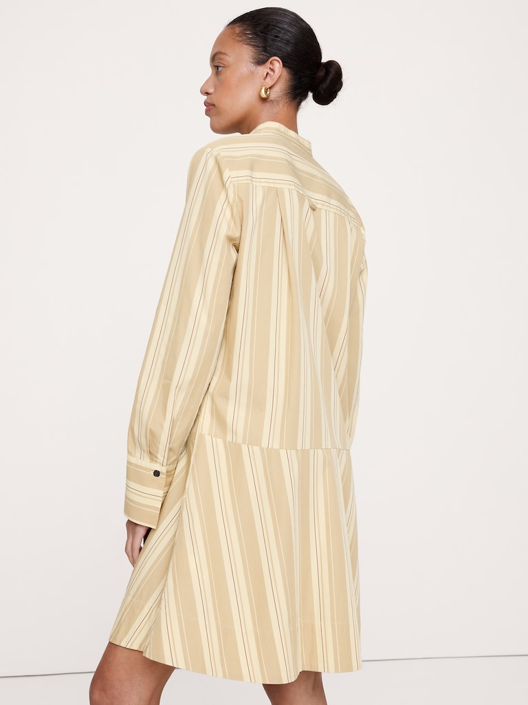 Cotton Trapeze Mini Shirt Dress