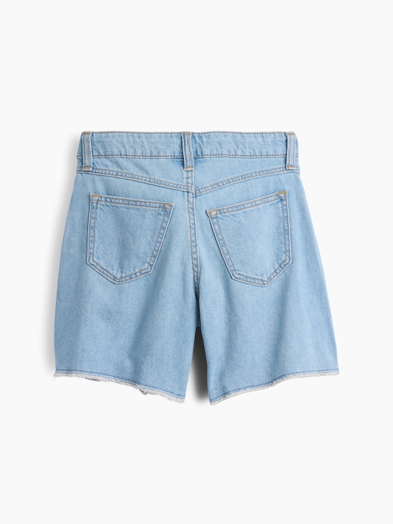 Kids Mid Rise Drawstring Denim Shorts