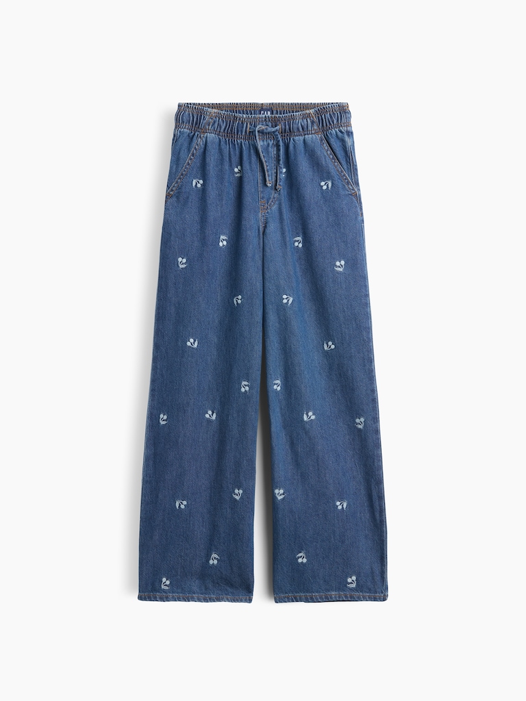 Kids Pull-On Wide Leg Jeans
