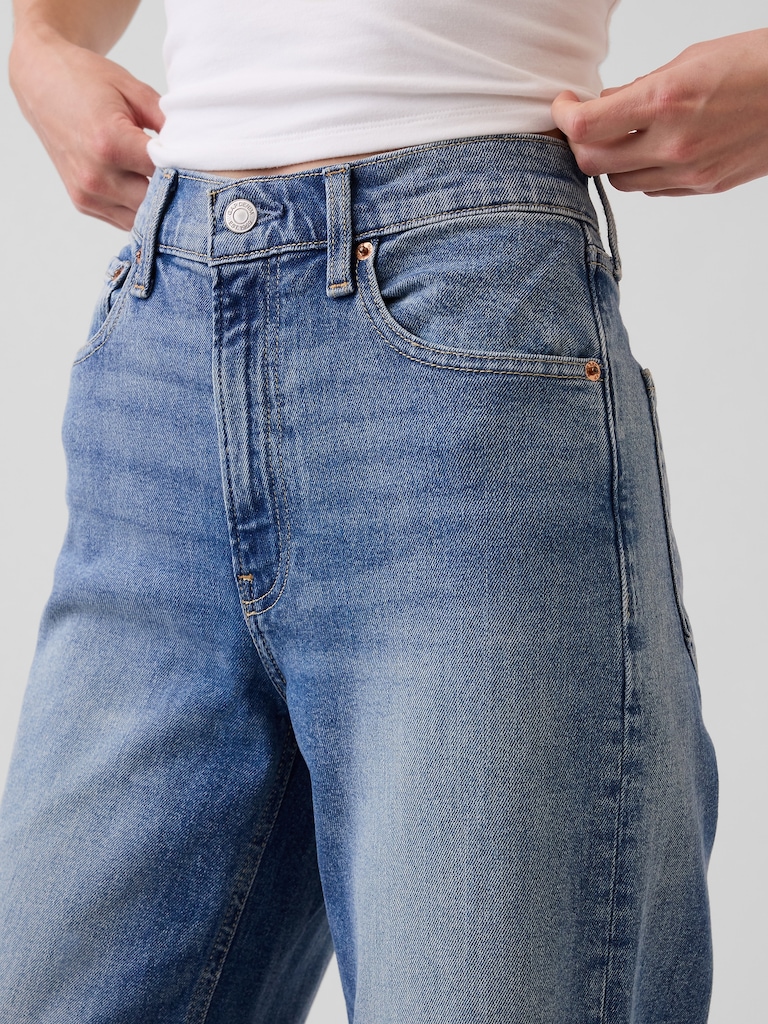 High Rise Stride Wide-Leg Ankle Jeans