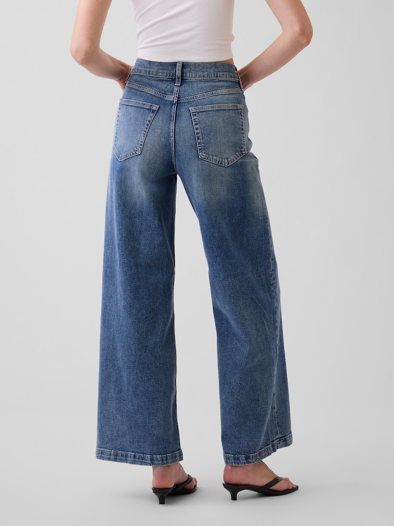 High Rise Stride Wide-Leg Ankle Jeans