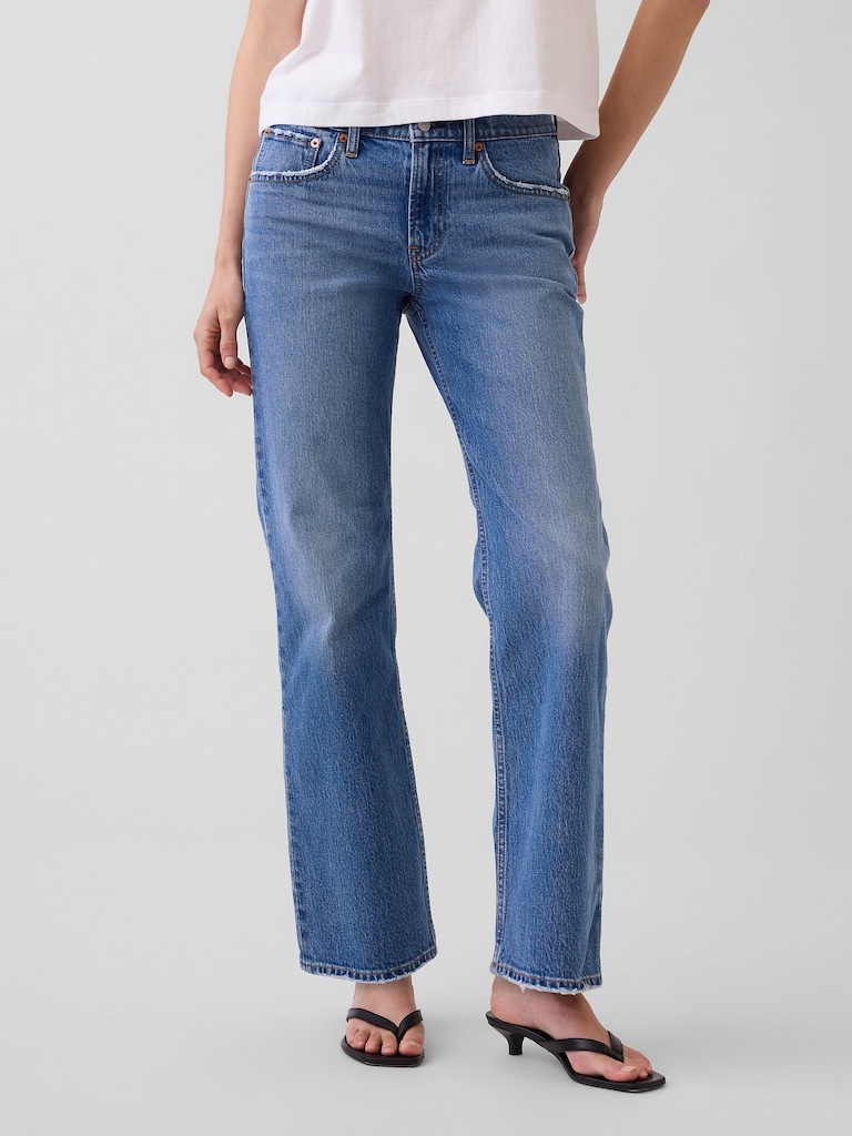 Mid Rise Relaxed Straight Jeans