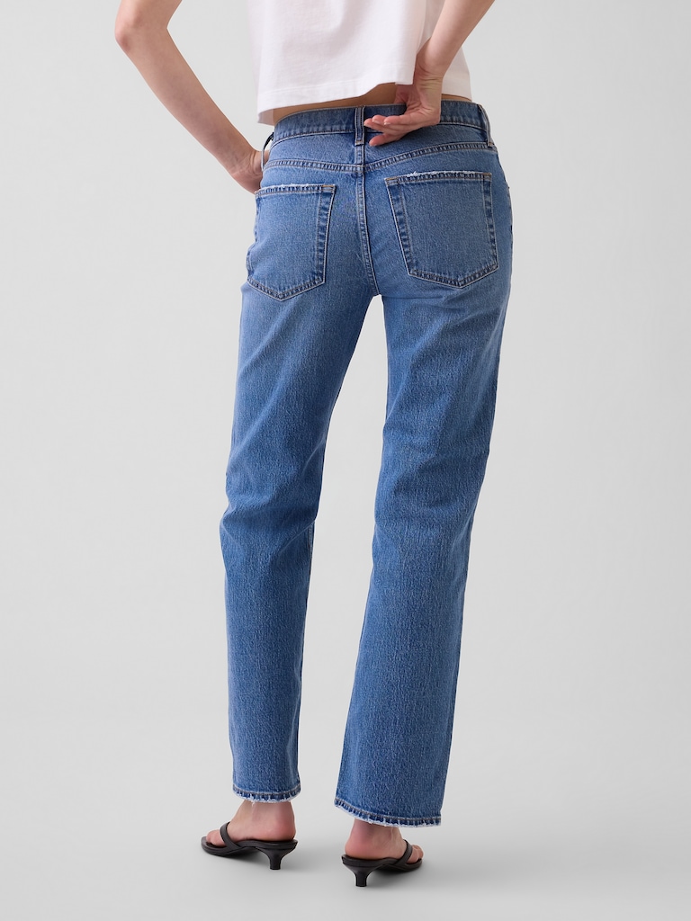 Mid Rise Relaxed Straight Jeans