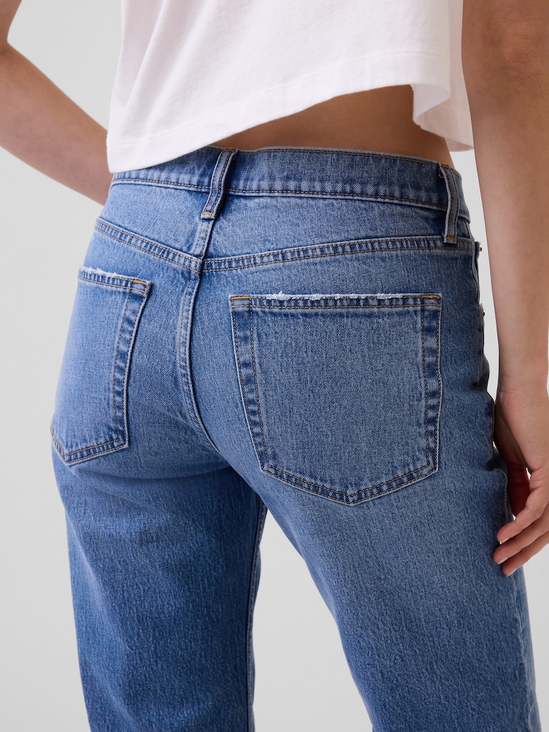 Mid Rise Relaxed Straight Jeans